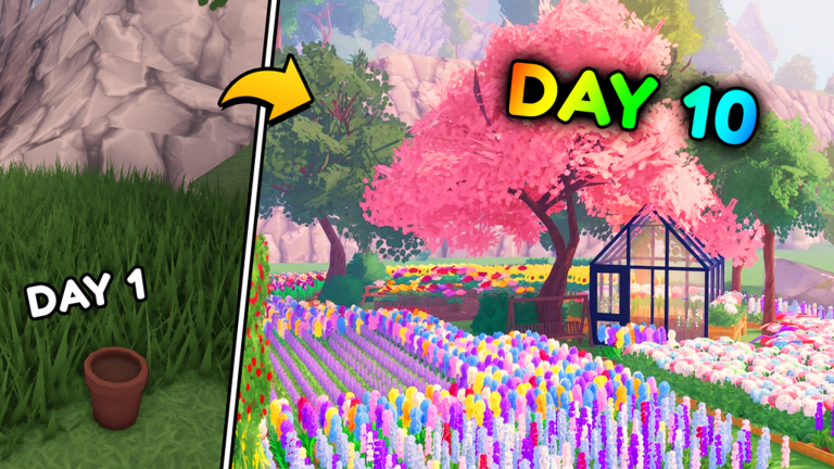 Official My Flower Shop screenshot showing the flower shop and garden